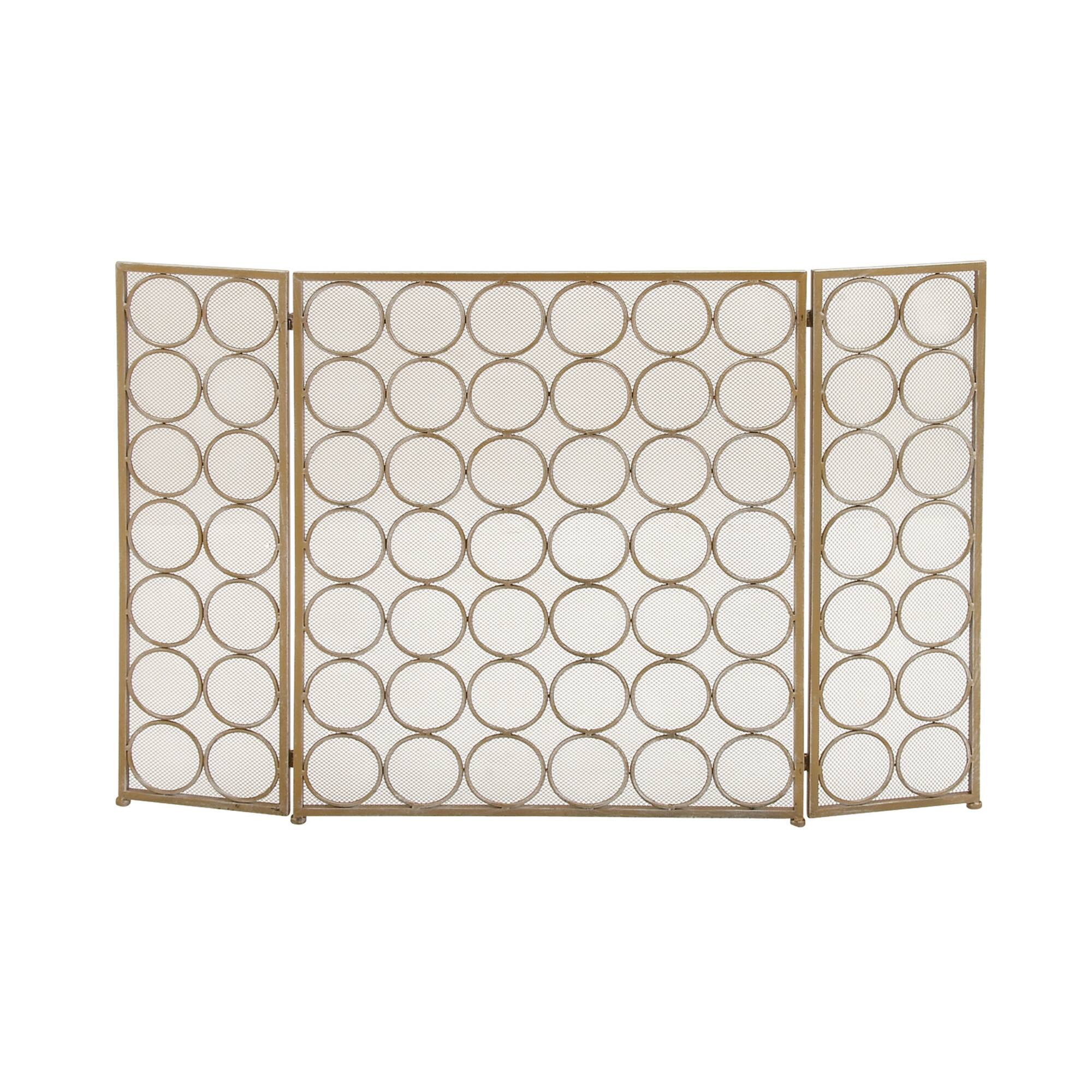 Brass Metal Modern Fireplace Screen, 32" x 47" x 1"